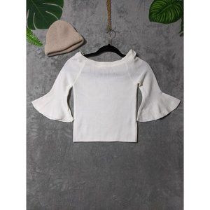 🍑AIR SPACE Women Sweater Knit Pullover Stretch Fall Winter Solid White XS(0-2)